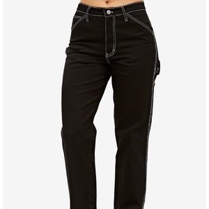 White Contrast Stitched Straight Legged Dickies